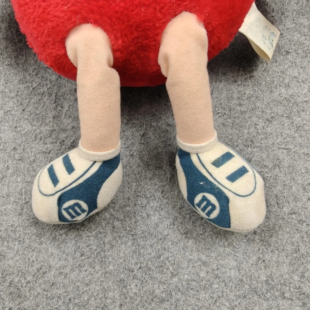 VTG M&M's Red Character Plush Stuffed Animal Toy Vintage Small 10 In Blue Shoes